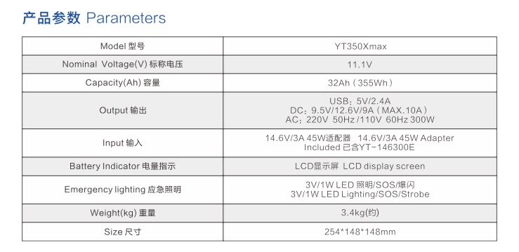 午夜精品在线观看网站戶外電源YT350Xmax參數