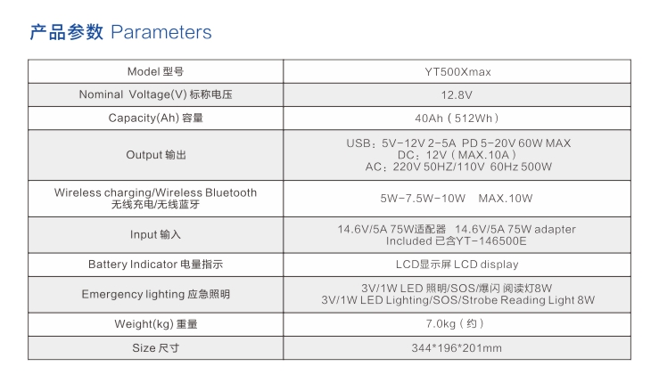 午夜精品在线观看网站戶外電源YT500Xmax參數